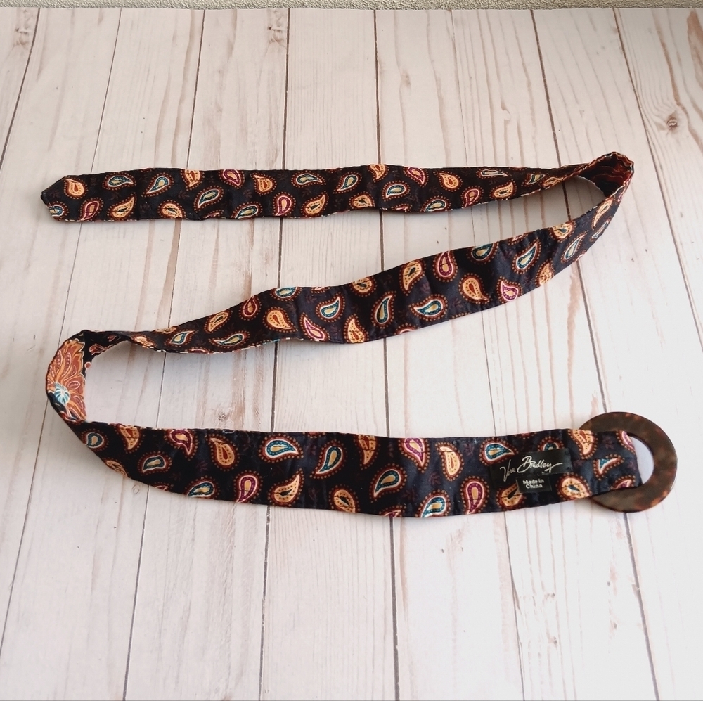 Vera Bradley| Paisley Print Belt with Tortoise Shell Buckle - Picture 2 of 3